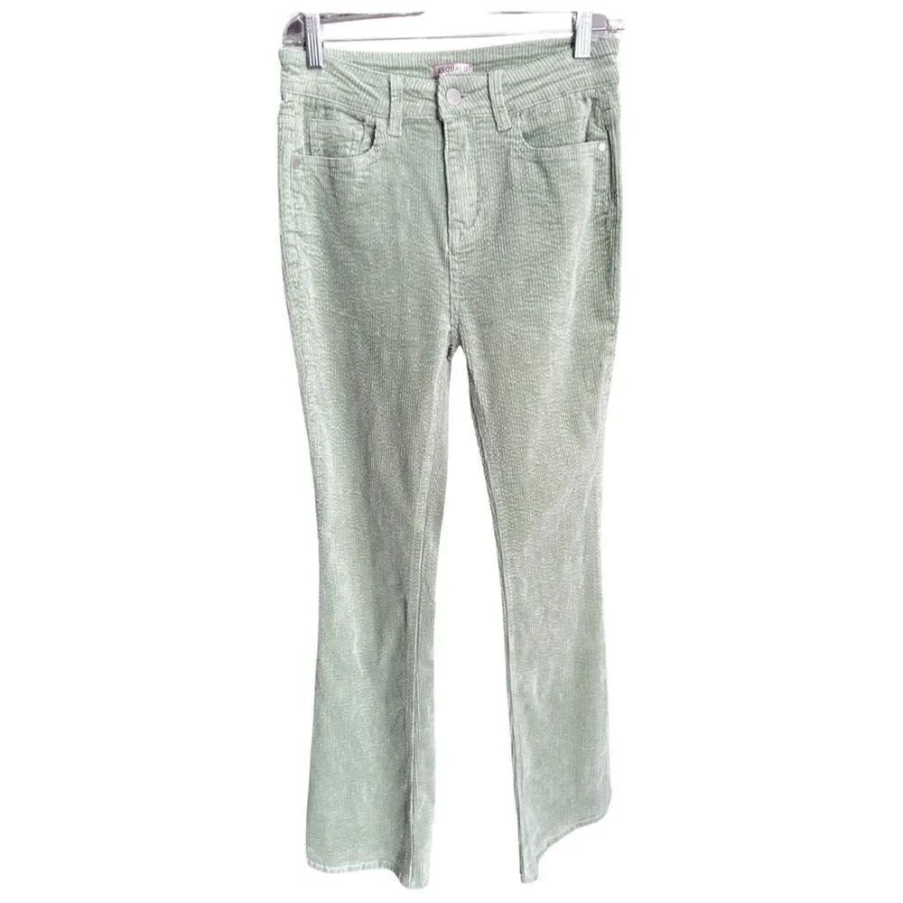 ESQUALO Flared Leg High Rise Light Green Corduroy Pants Size 8